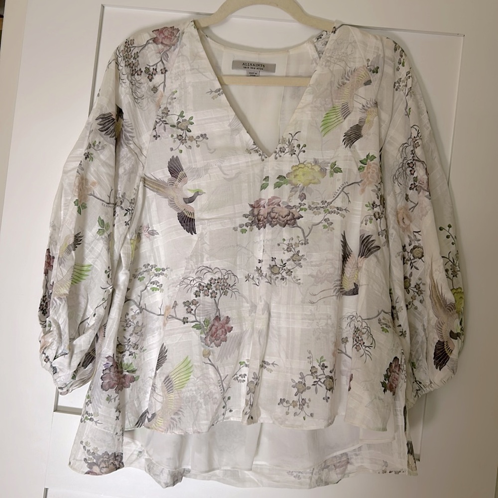 AllSaints Cotton Animal Print Top